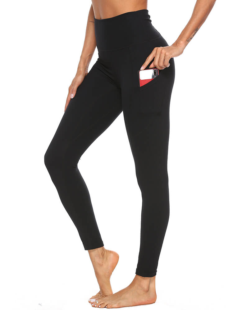 High Waisted Ruched Workout Leggings with Pockets_02